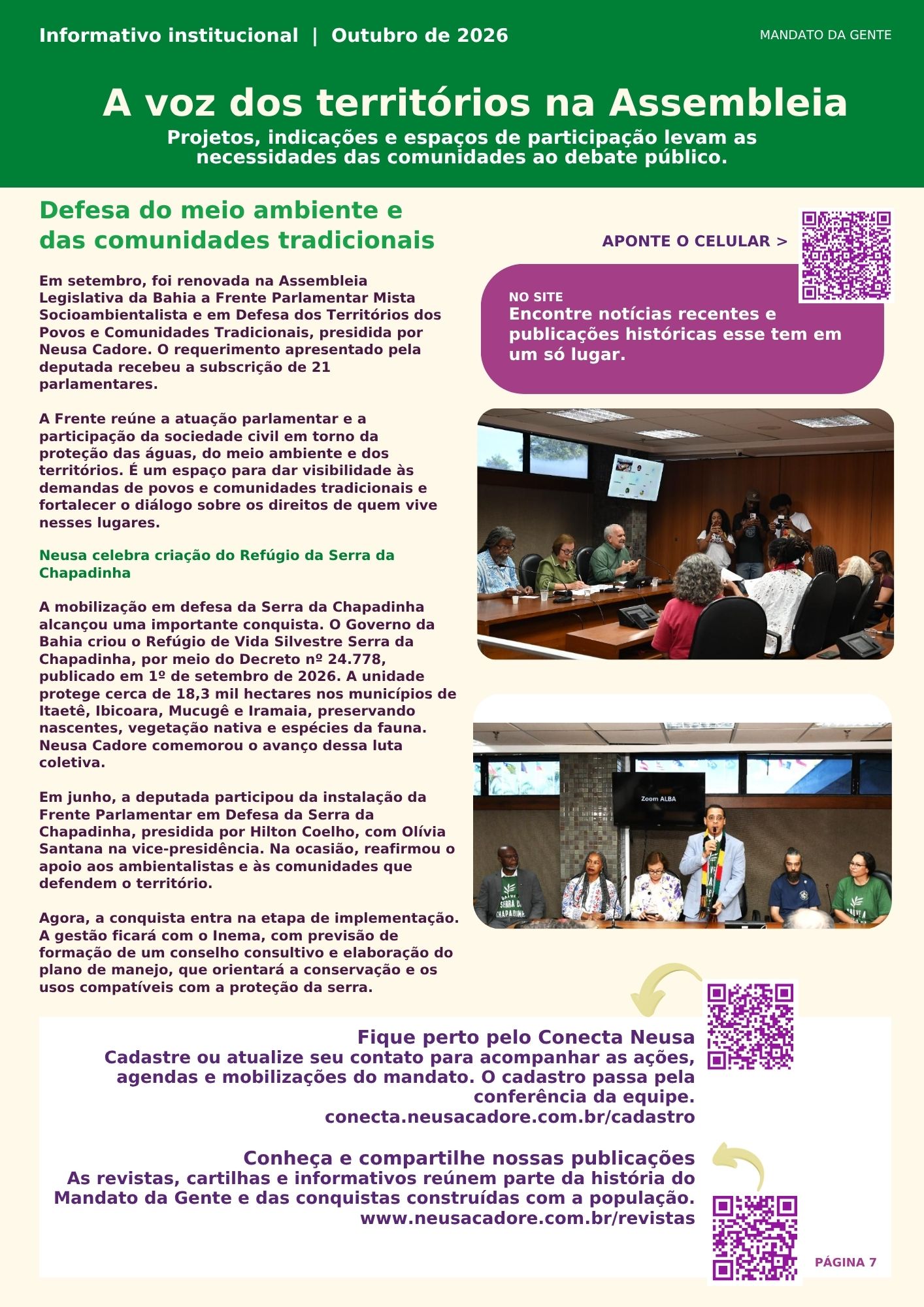 Página 7 do informativo Mandato da Gente — Outubro de 2026